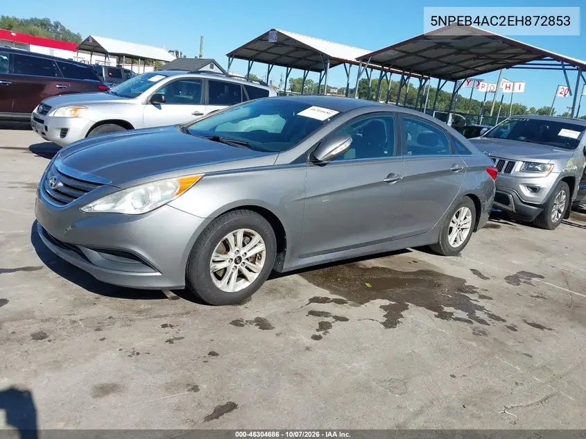 2014 HYUNDAI SONATA VIN 5NPEB4AC2EH872853 — фото 2