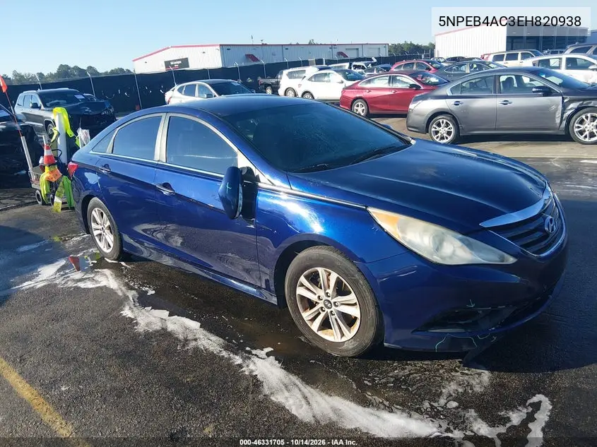 HYUNDAI SONATA 2014, VIN 5NPEB4AC3EH820938