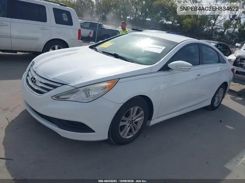 2014 HYUNDAI SONATA VIN 5NPEB4AC2EH834622 — фото 2