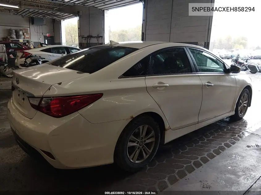 2014 HYUNDAI SONATA VIN 5NPEB4ACXEH858294 — фото 4