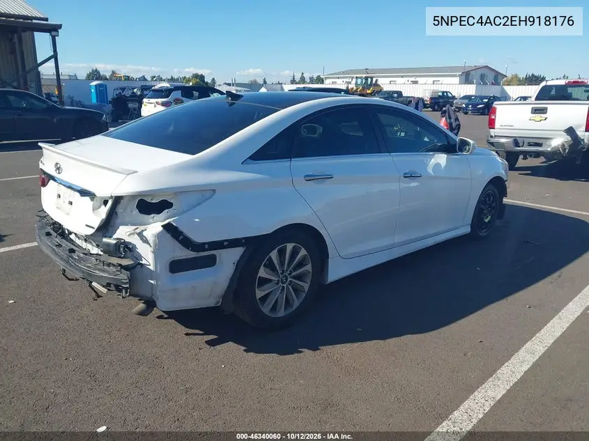 2014 HYUNDAI SONATA VIN 5NPEC4AC2EH918176 — фото 4