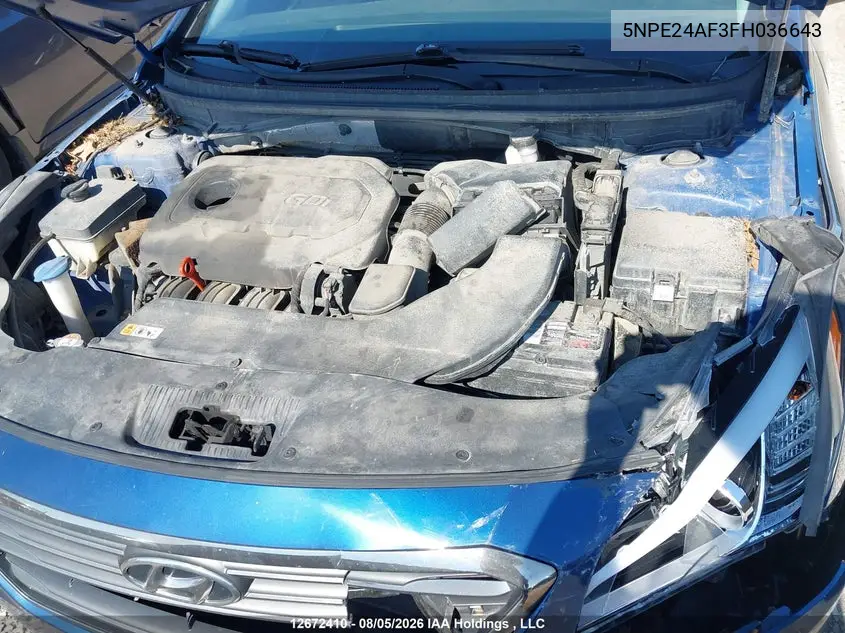 2015 HYUNDAI SONATA VIN 5NPE24AF3FH036643 — фото 10