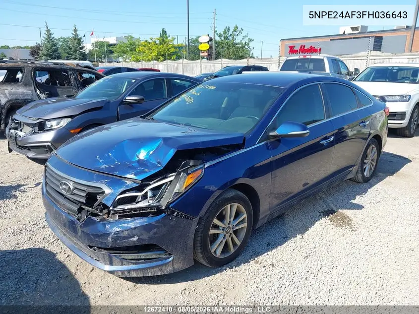 2015 HYUNDAI SONATA VIN 5NPE24AF3FH036643 — фото 2