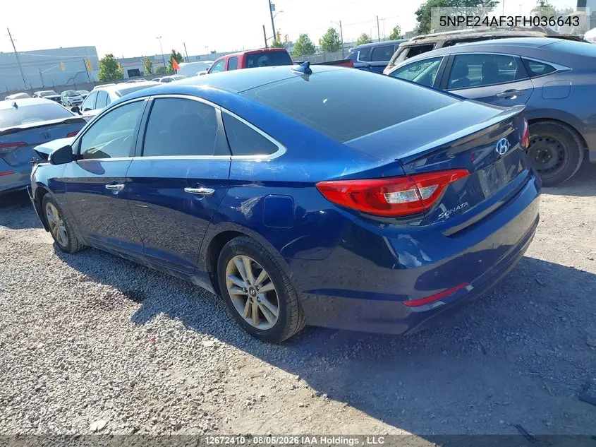 2015 HYUNDAI SONATA VIN 5NPE24AF3FH036643 — фото 3