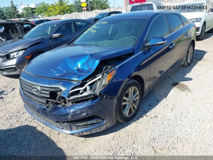 2015 HYUNDAI SONATA VIN 5NPE24AF3FH036643 — фото 6
