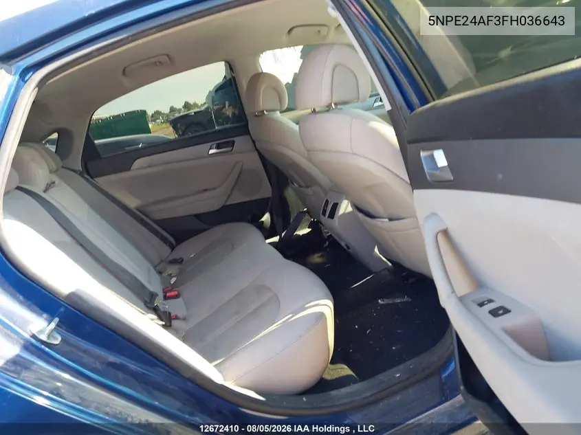 2015 HYUNDAI SONATA VIN 5NPE24AF3FH036643 — фото 8