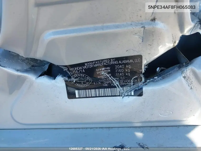 2015 HYUNDAI SONATA VIN 5NPE34AF8FH065083 — фото 19
