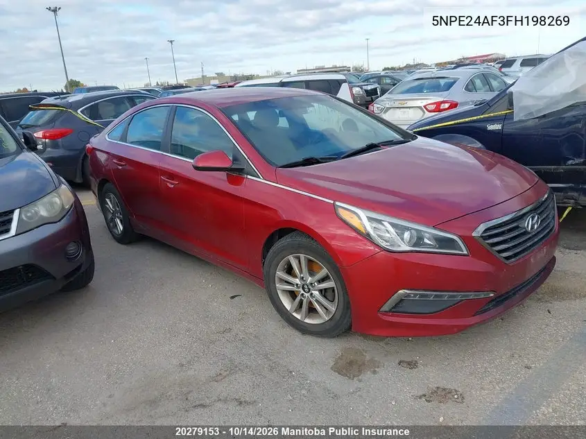 HYUNDAI SONATA 2015, VIN 5NPE24AF3FH198269