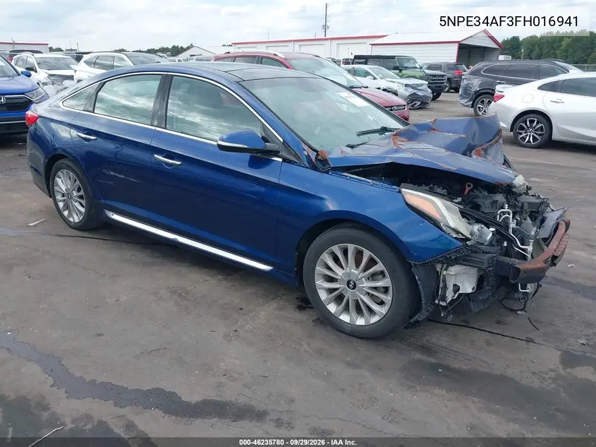 HYUNDAI SONATA 2015, VIN 5NPE34AF3FH016941