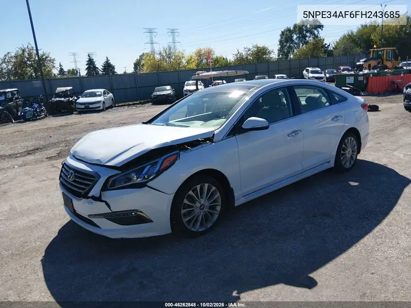 2015 HYUNDAI SONATA VIN 5NPE34AF6FH243685 — фото 2