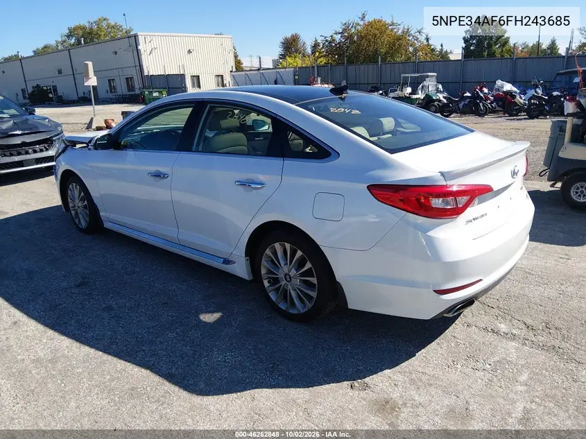 2015 HYUNDAI SONATA VIN 5NPE34AF6FH243685 — фото 3