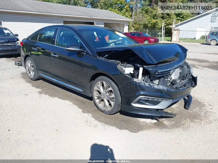 HYUNDAI SONATA 2015, VIN 5NPE34AB2FH116025