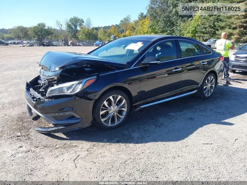 2015 HYUNDAI SONATA VIN 5NPE34AB2FH116025 — фото 2