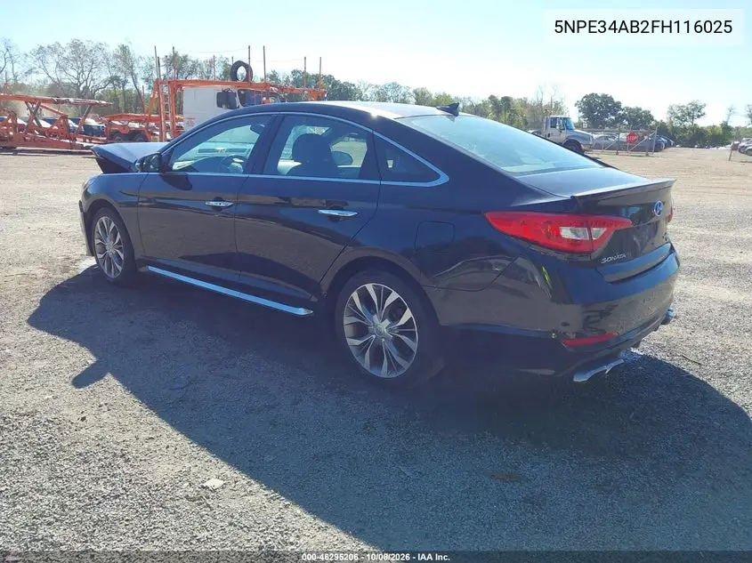 2015 HYUNDAI SONATA VIN 5NPE34AB2FH116025 — фото 3