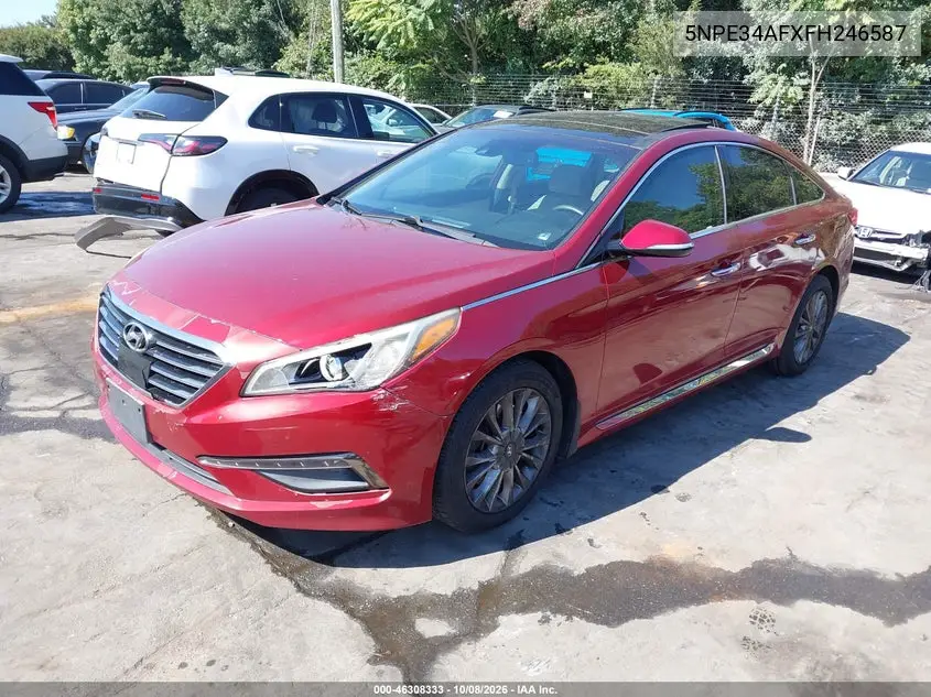 2015 HYUNDAI SONATA VIN 5NPE34AFXFH246587 — фото 2