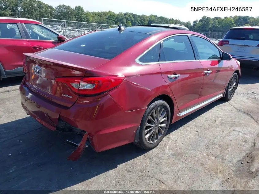 2015 HYUNDAI SONATA VIN 5NPE34AFXFH246587 — фото 4