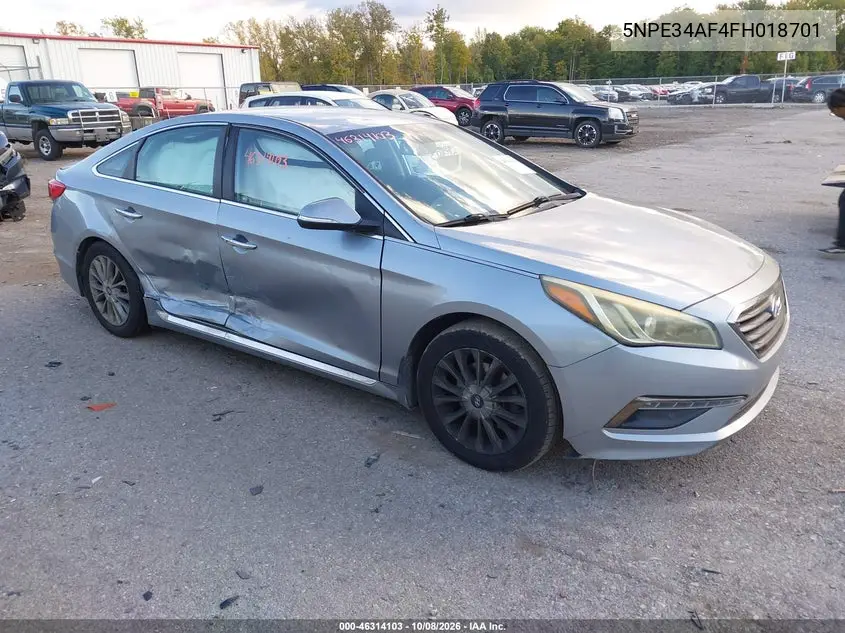 HYUNDAI SONATA 2015, VIN 5NPE34AF4FH018701