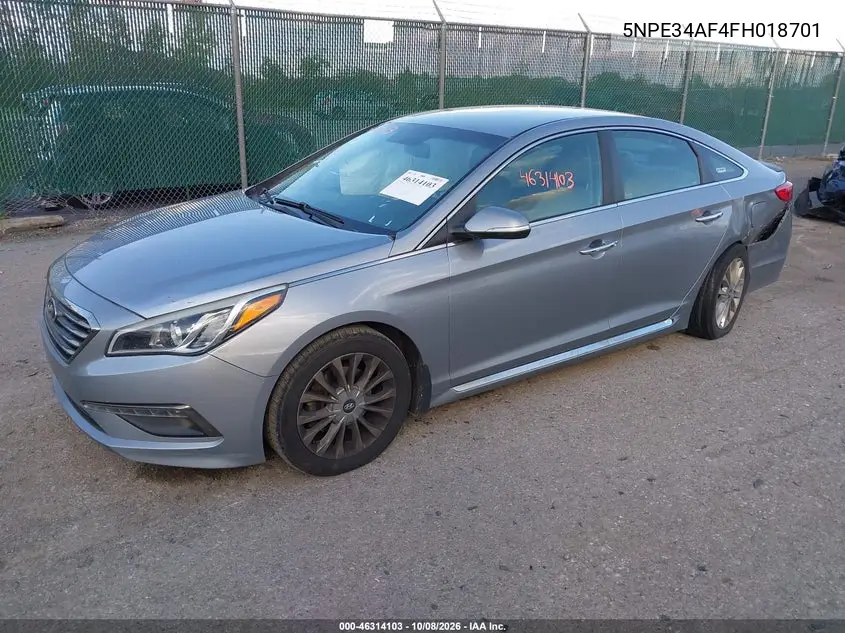 2015 HYUNDAI SONATA VIN 5NPE34AF4FH018701 — фото 2