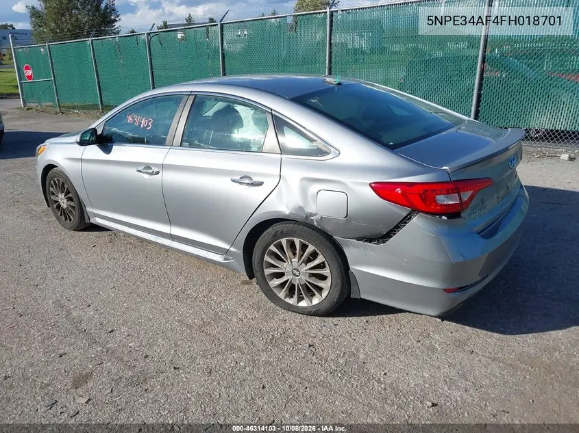 2015 HYUNDAI SONATA VIN 5NPE34AF4FH018701 — фото 3