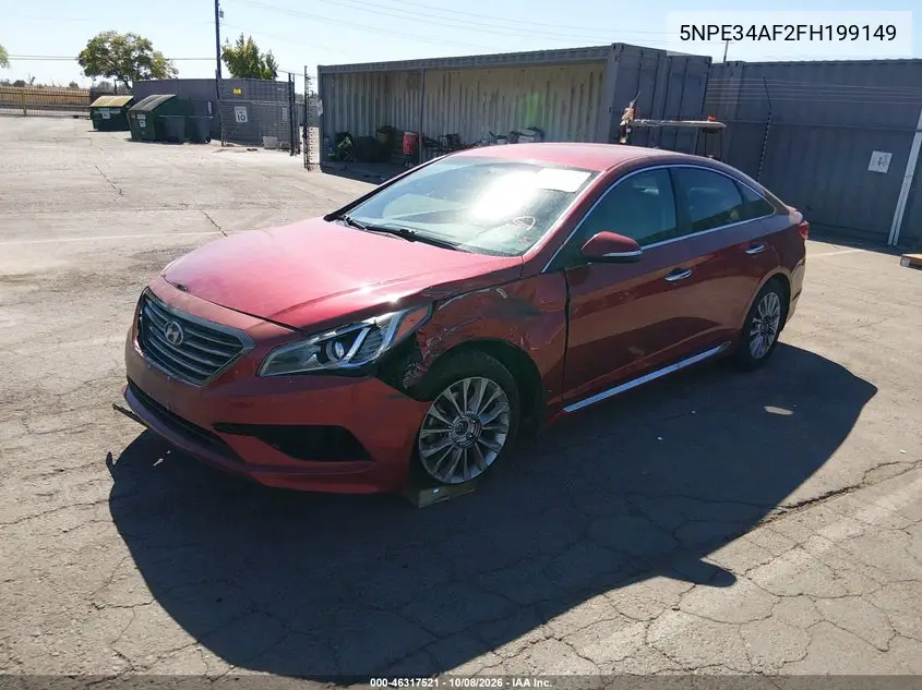 2015 HYUNDAI SONATA VIN 5NPE34AF2FH199149 — фото 2
