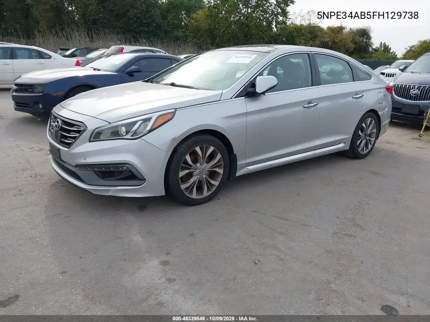 2015 HYUNDAI SONATA VIN 5NPE34AB5FH129738 — фото 2