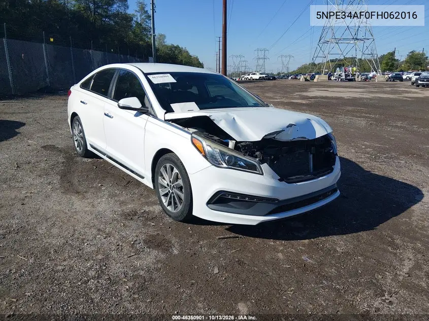 HYUNDAI SONATA 2015, VIN 5NPE34AF0FH062016
