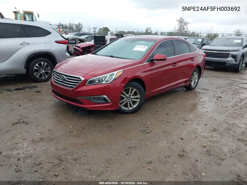 2015 HYUNDAI SONATA VIN 5NPE24AF5FH003692 — фото 2