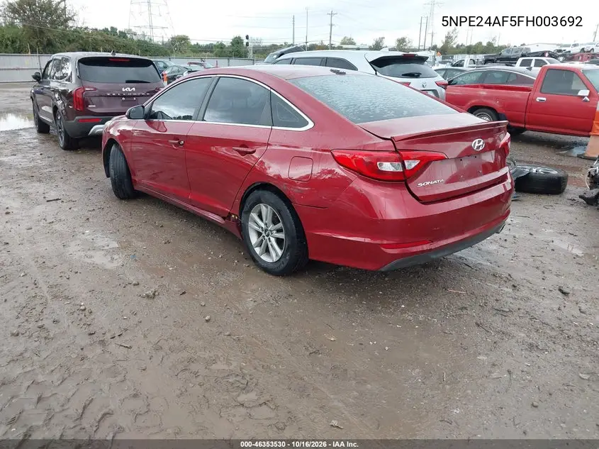 2015 HYUNDAI SONATA VIN 5NPE24AF5FH003692 — фото 3