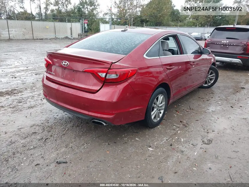 2015 HYUNDAI SONATA VIN 5NPE24AF5FH003692 — фото 4