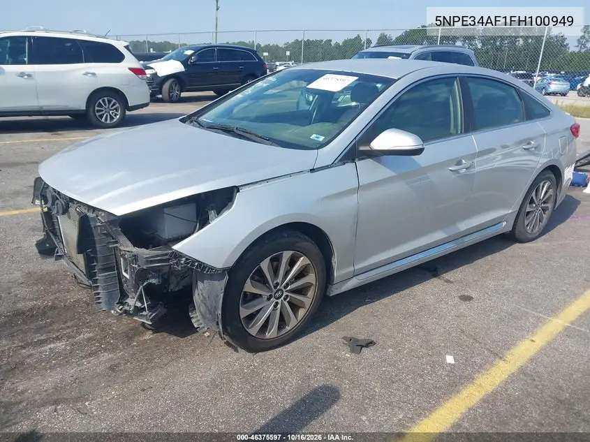 2015 HYUNDAI SONATA VIN 5NPE34AF1FH100949 — фото 2