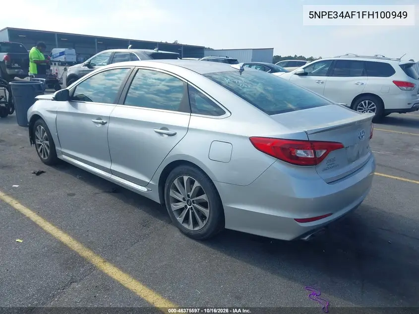 2015 HYUNDAI SONATA VIN 5NPE34AF1FH100949 — фото 3
