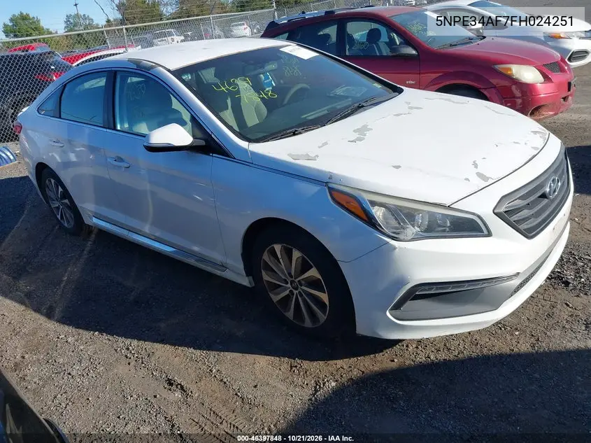 HYUNDAI SONATA 2015, VIN 5NPE34AF7FH024251