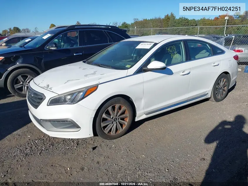 2015 HYUNDAI SONATA VIN 5NPE34AF7FH024251 — фото 2