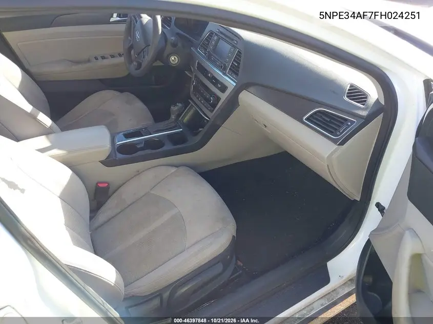 2015 HYUNDAI SONATA VIN 5NPE34AF7FH024251 — фото 5