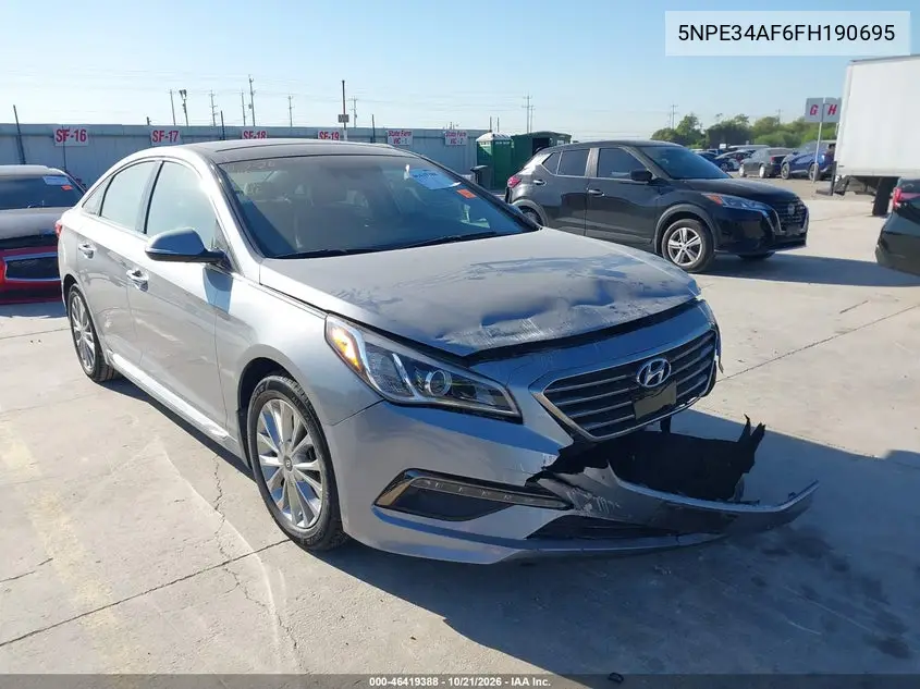HYUNDAI SONATA 2015, VIN 5NPE34AF6FH190695