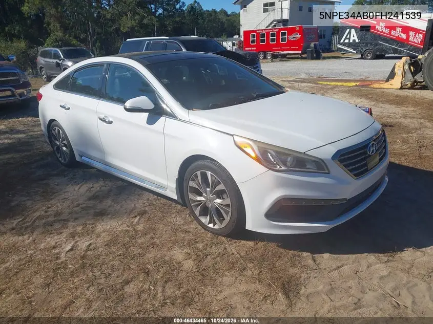 HYUNDAI SONATA 2015, VIN 5NPE34AB0FH241539