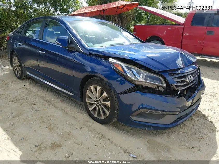 HYUNDAI SONATA 2015, VIN 5NPE34AF4FH092331