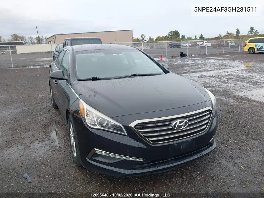 HYUNDAI SONATA 2016, VIN 5NPE24AF3GH281511