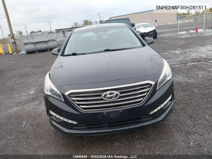 2016 HYUNDAI SONATA VIN 5NPE24AF3GH281511 — фото 12