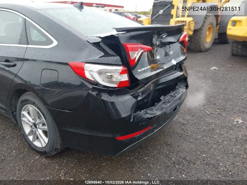 2016 HYUNDAI SONATA VIN 5NPE24AF3GH281511 — фото 6