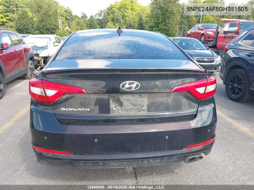 2016 HYUNDAI SONATA VIN 5NPE24AF8GH351505 — фото 15