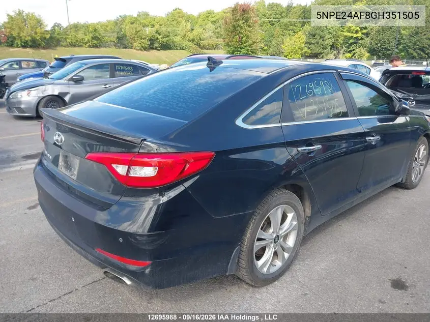 2016 HYUNDAI SONATA VIN 5NPE24AF8GH351505 — фото 4