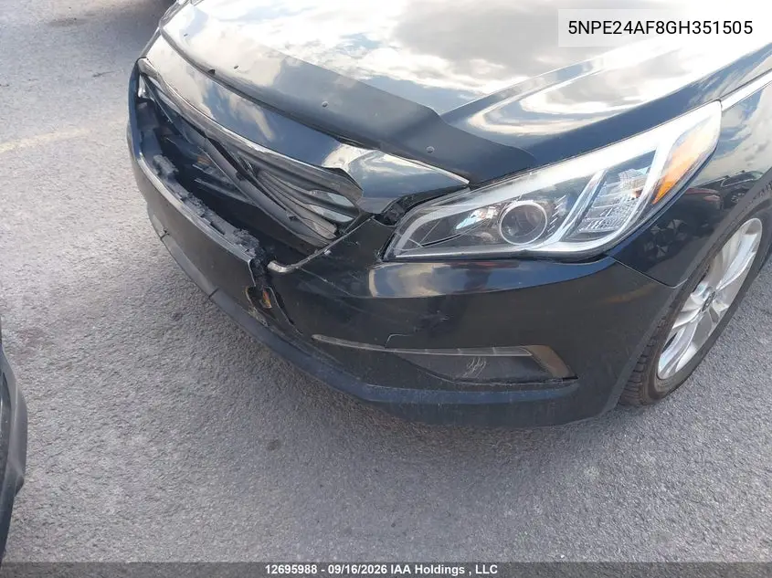 2016 HYUNDAI SONATA VIN 5NPE24AF8GH351505 — фото 6