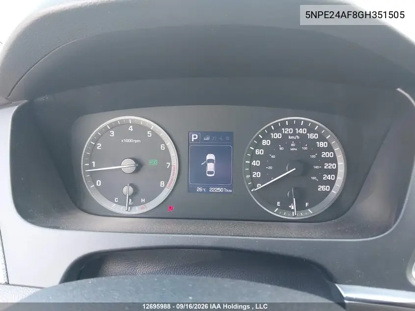 2016 HYUNDAI SONATA VIN 5NPE24AF8GH351505 — фото 7