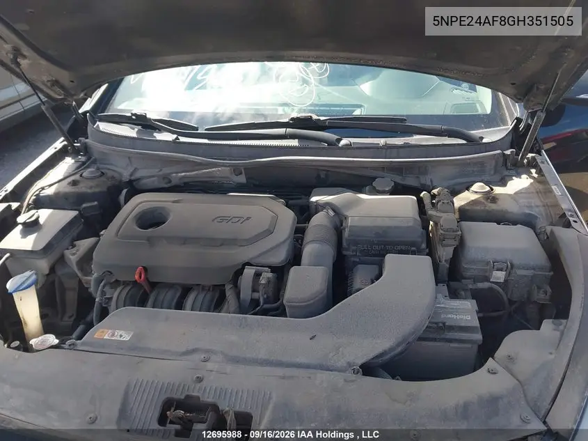 2016 HYUNDAI SONATA VIN 5NPE24AF8GH351505 — фото 9