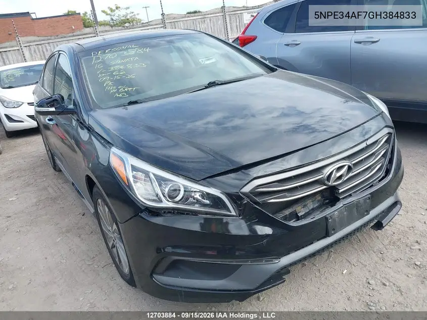 HYUNDAI SONATA 2016, VIN 5NPE34AF7GH384833