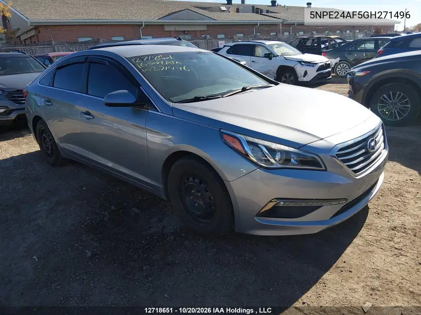 HYUNDAI SONATA 2016, VIN 5NPE24AF5GH271496