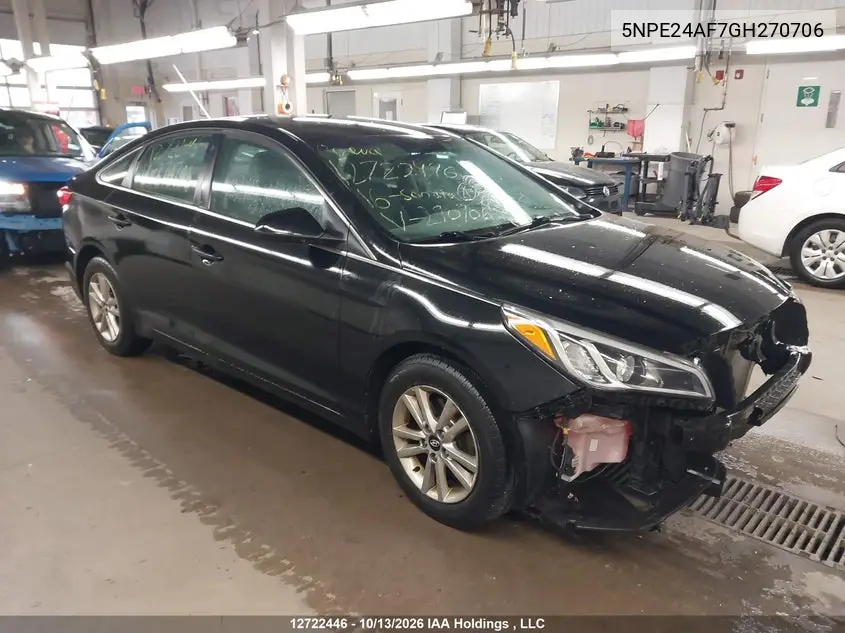 HYUNDAI SONATA 2016, VIN 5NPE24AF7GH270706