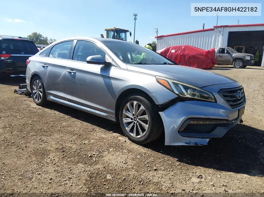HYUNDAI SONATA 2016, VIN 5NPE34AF8GH422182