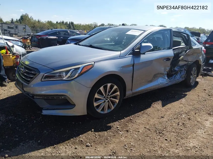 2016 HYUNDAI SONATA VIN 5NPE34AF8GH422182 — фото 2